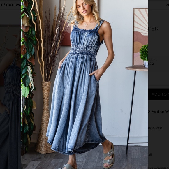 Oli & Hali Washed Blue Wide Leg Jumpsuit - Picture 3 of 9